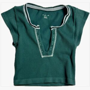Urban Outfitters Cropped Teal Ribbed Tee